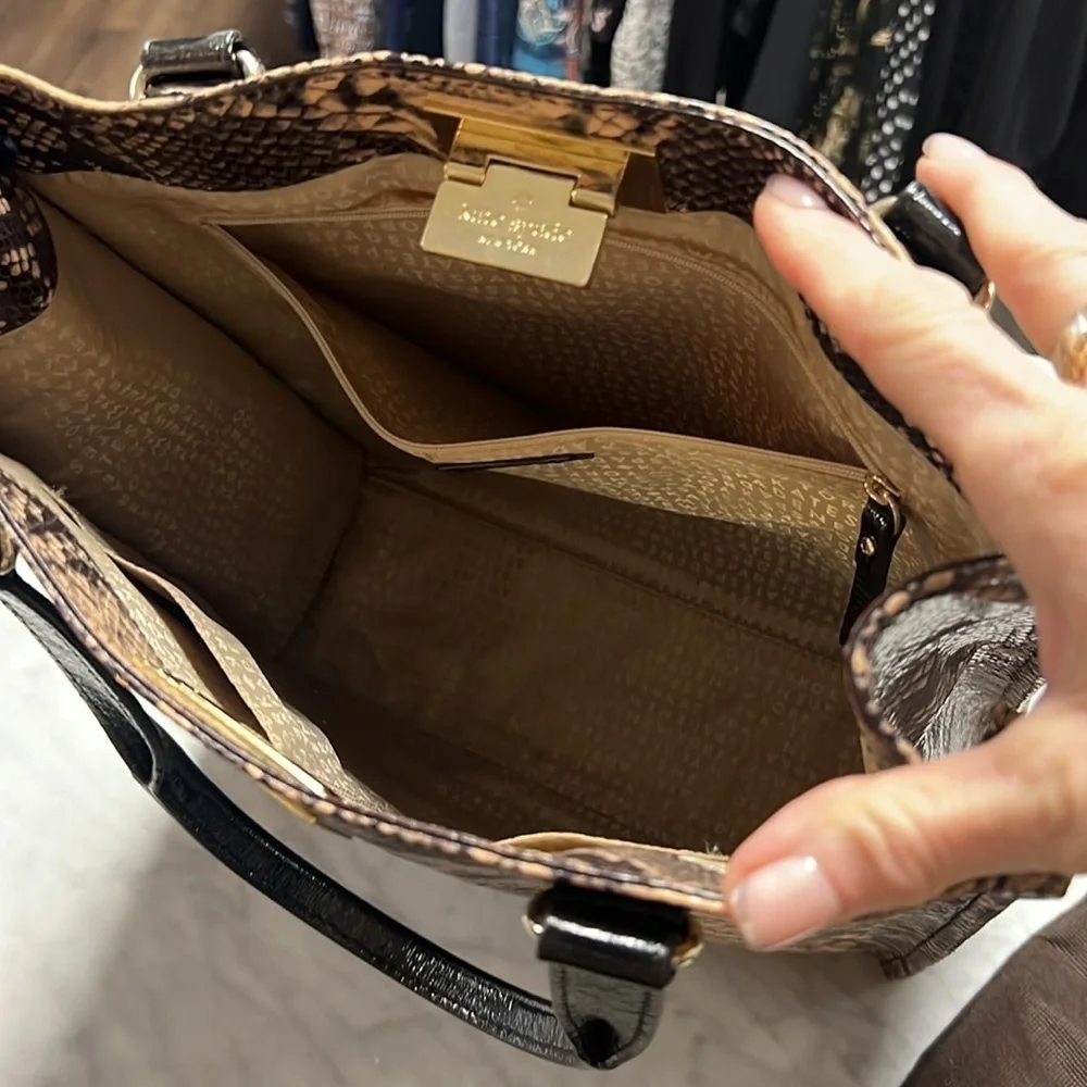 Kate Spade Millenium Park Pacey Python Tote Handbag Brown and Black